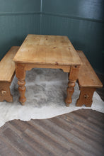 Load image into Gallery viewer, English Pine Table &amp; Pair of Benches