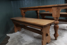 Load image into Gallery viewer, English Pine Table &amp; Pair of Benches