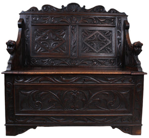 English Carved Oak Settle c.1880