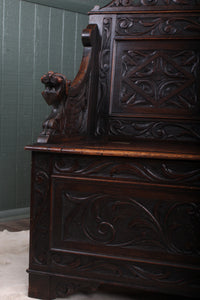 English Carved Oak Settle c.1880