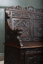 Load image into Gallery viewer, English Carved Oak Settle c.1880