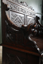 Load image into Gallery viewer, English Carved Oak Settle c.1880
