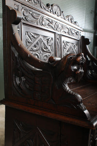 English Carved Oak Settle c.1880