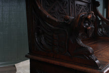 Load image into Gallery viewer, English Carved Oak Settle c.1880