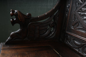 English Carved Oak Settle c.1880