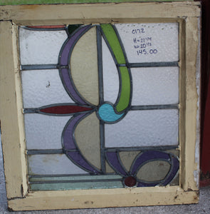 Antique English Stained Glass in Original Frame