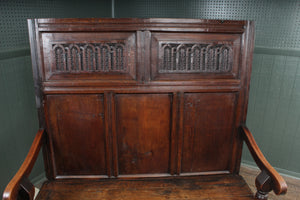 Carved European Oak Settle c.1800