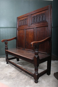 Carved European Oak Settle c.1800