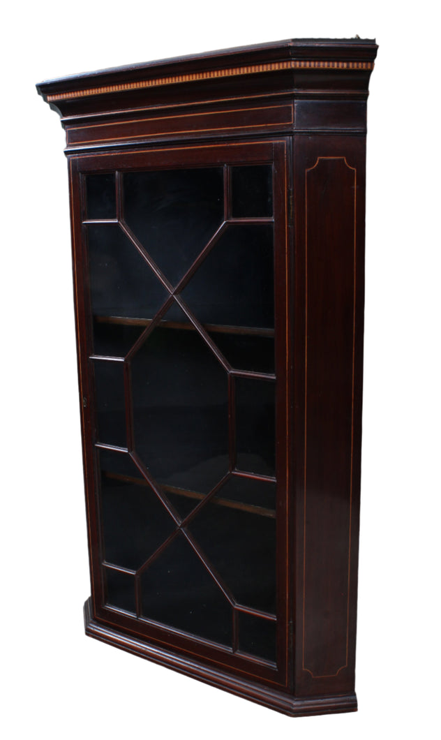 English Mahogany Hanging Corner Cabinet c.1940