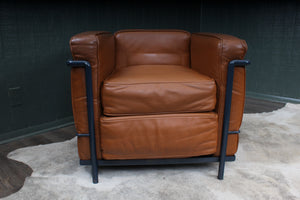 Pair Leather Chairs LC2 Le Corbusier for Cassina Style