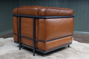 Pair Leather Chairs LC2 Le Corbusier for Cassina Style
