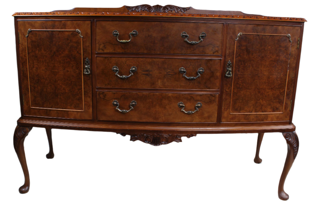 English Burl Walnut Sideboard c.1920