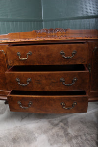 English Burl Walnut Sideboard c.1920