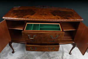 English Burl Walnut Sideboard c.1920