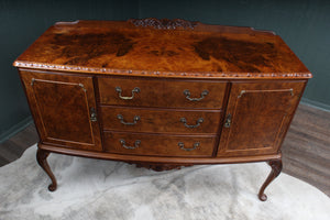 English Burl Walnut Sideboard c.1920