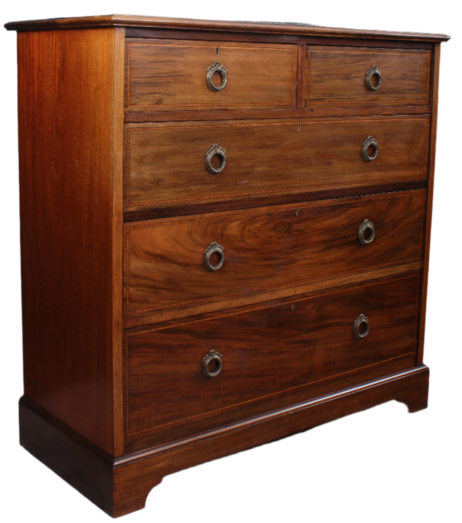English Inlaid Mahogany Chest of Drawers c.1900