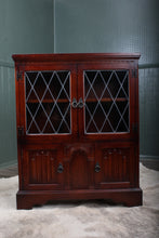 Load image into Gallery viewer, English Oak Leaded Glass Bookcase c.1950