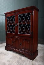 Load image into Gallery viewer, English Oak Leaded Glass Bookcase c.1950