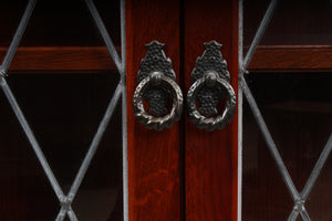 English Oak Leaded Glass Bookcase c.1950