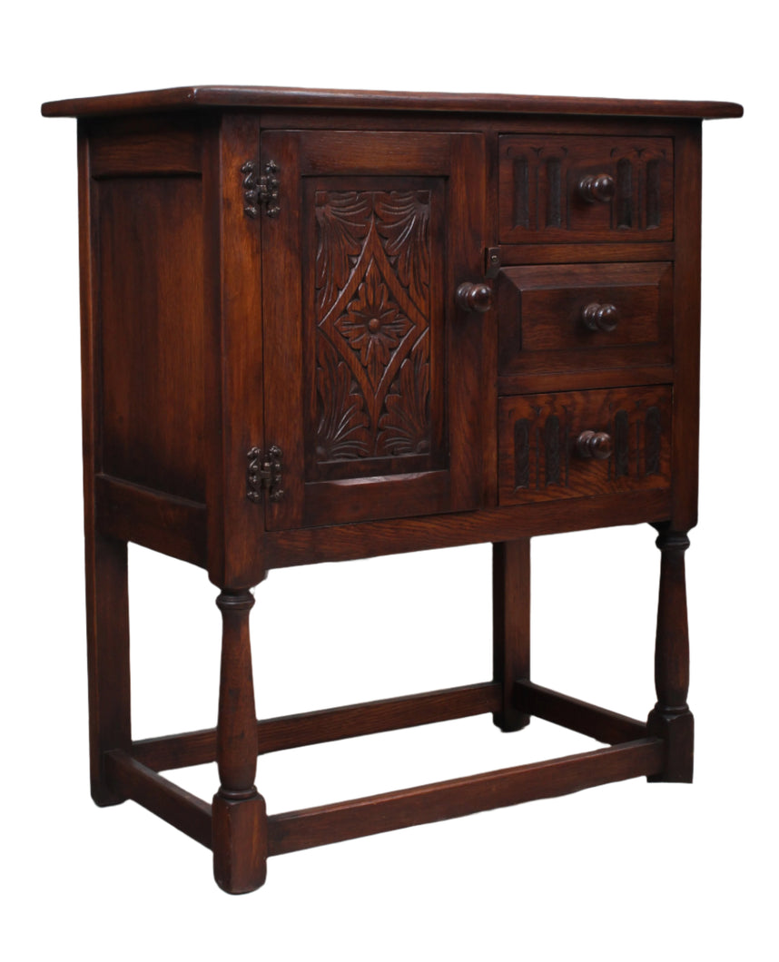 English Solid Oak Bedside Cabinet c.1940