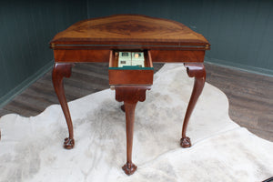 English Burl Walnut Transformative Games Table c.1900