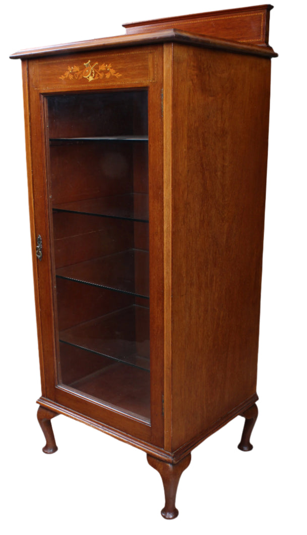 English Walnut Music Display Cabinet c.1900