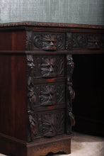 Load image into Gallery viewer, Heavily Carved English Oak Desk c.1890