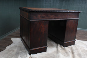 Heavily Carved English Oak Desk c.1890
