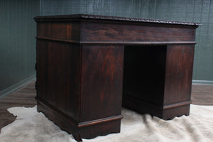 Heavily Carved English Oak Desk c.1890