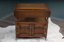 Load image into Gallery viewer, English Solid Oak Dropleaf Tea Trolley
