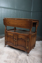 Load image into Gallery viewer, English Solid Oak Dropleaf Tea Trolley