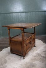 Load image into Gallery viewer, English Solid Oak Dropleaf Tea Trolley