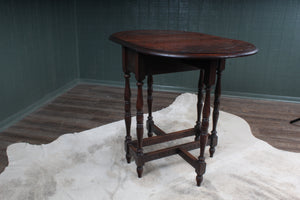 English Carved Oak Dropleaf Occasional Table c.1900