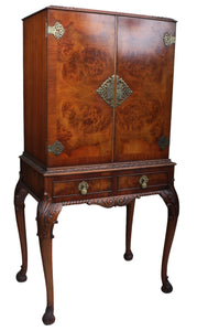 English Burl Walnut Cocktail Cabinet c.1930