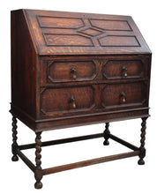 Load image into Gallery viewer, English Oak Barley Twist Fallfront Desk c.1900