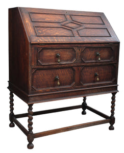 English Oak Barley Twist Fallfront Desk c.1900