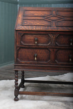 Load image into Gallery viewer, English Oak Barley Twist Fallfront Desk c.1900