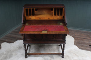 English Oak Barley Twist Fallfront Desk c.1900
