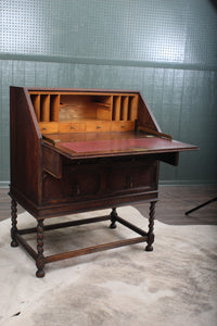 English Oak Barley Twist Fallfront Desk c.1900