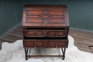 English Oak Barley Twist Fallfront Desk c.1900