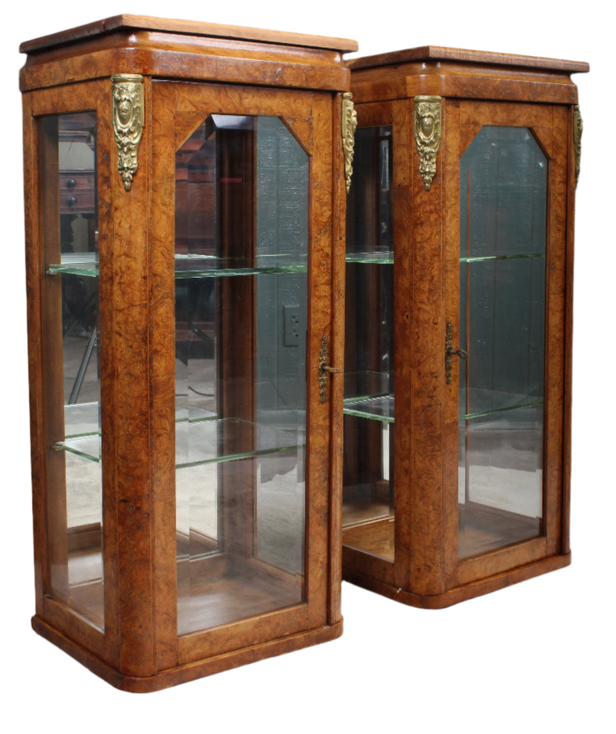 Pair Burl Walnut French Cabinets c.1890
