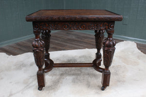 English Carved Oak Coffee Table c.1920