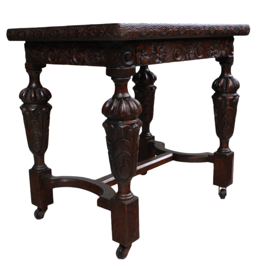 English Carved Oak Coffee Table c.1920
