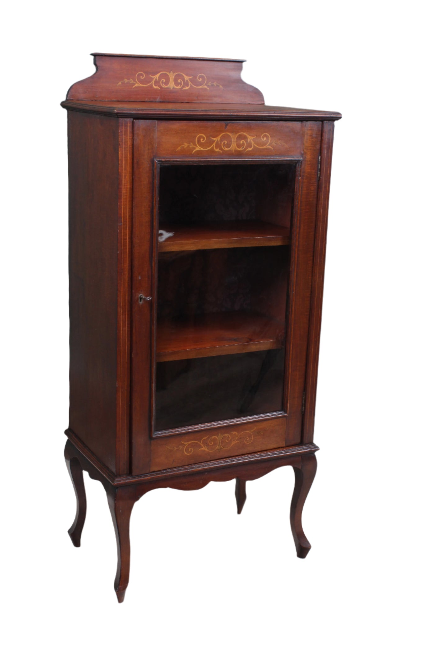 Petite Inlaid English Walnut Display Cabinet c.1900