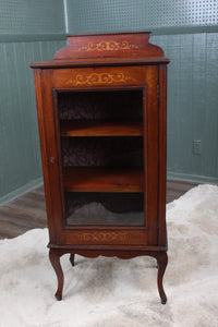 Petite Inlaid English Walnut Display Cabinet c.1900