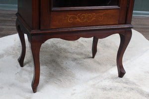 Petite Inlaid English Walnut Display Cabinet c.1900