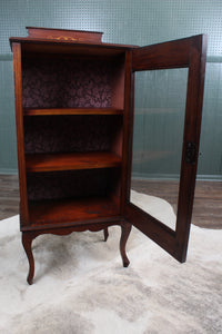Petite Inlaid English Walnut Display Cabinet c.1900