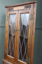 Load image into Gallery viewer, English Oak Leaded Glass Corner Cabinet