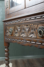 Load image into Gallery viewer, English Oak Leaded Glass Corner Cabinet