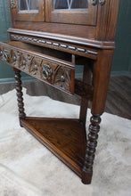 Load image into Gallery viewer, English Oak Leaded Glass Corner Cabinet